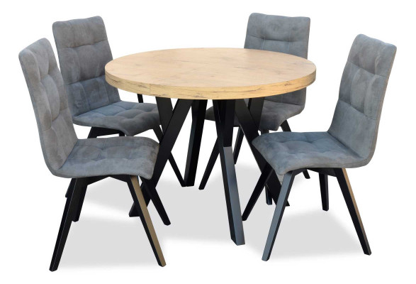 Kompletten Ronn Iessdësch 4x Still Iesszëmmer Set Iess Grupp Holz 5-Deeler