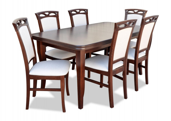 Klassesch Iessdësch Iesszëmmer Holz Garnitur 6x Stull Set Still Lehn 7tlg