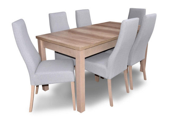 Komplett Garnitur Iesszëmmer Lehnstull Dësch 6x Still Luxus Iessgrupp Set 7 Stéck