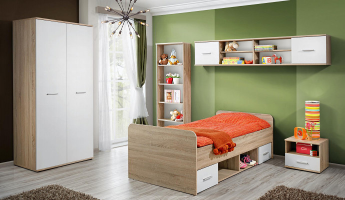 Komplett Kandenzëmmer Set Nuetsschaf Designer Bett Modern Kleederschaf Miwwelen