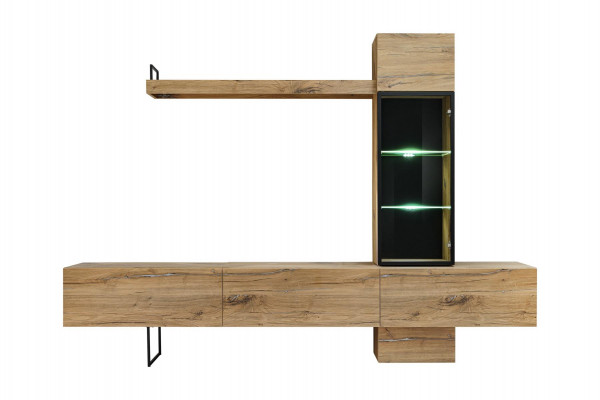 Wunnwand Designer Wunnzëmmer Set Lowboard Wandregal TV-Stänner Nei Miwwelen