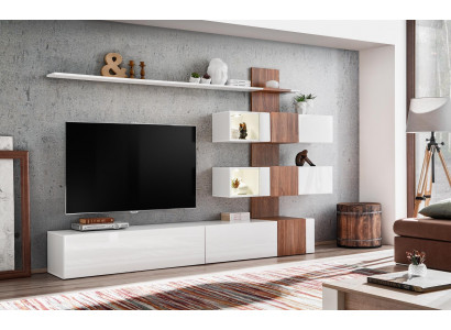 Modern Wunnwand Luxus Ariichtung Wunnzëmmer Design TV-Ständer Wand Regaler