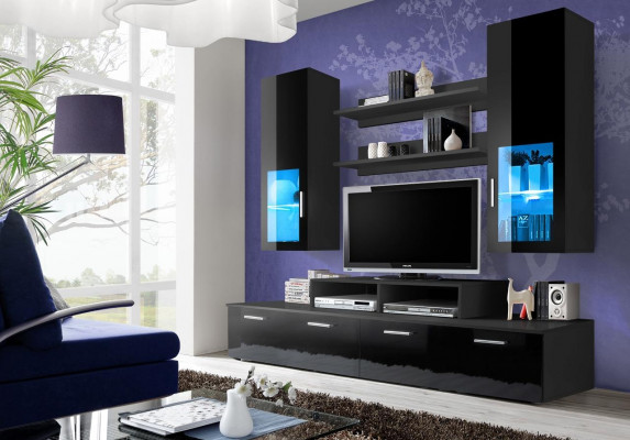 Wunnwand Holz Stil Modern Luxus Wunnzëmmer Miwwelen Mauerarmoire Komplett