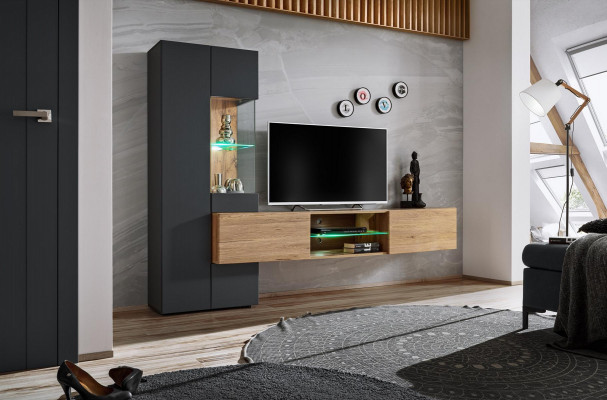 Grau Komplett Wunnwand Luxus Designer Regal Wunnzëmmer Nei Ariichtung