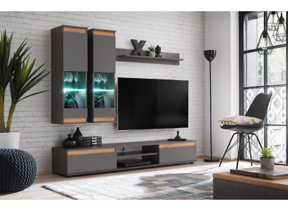 Luxus Wunnwand TV-Ständer Holz Designer Wunnzëmmer Gro Miwwel Wandsschaf