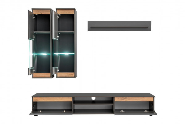 Luxus Wunnwand TV-Ständer Holz Designer Wunnzëmmer Gro Miwwel Wandsschaf