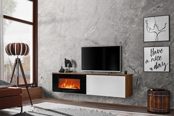 Moderne TV-Schreiwes mat Kamäin Luxus Wunnzëmmer Neit Design Miwwelen Holz