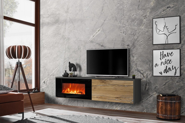 Moderne TV-Schreiwes mat Kamäin Luxus Wunnzëmmer Neit Design Miwwelen Holz