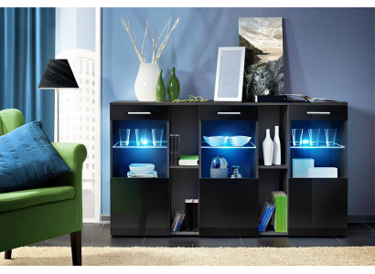 Schwaarz Sideboard Designer Kommod Wohnzimmer Modern Holz Miwwel