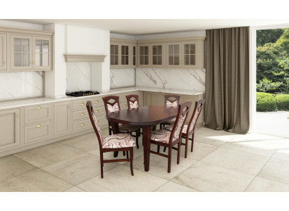 Modern 7-deel-Esszëmmer-Set Klasseschen Dësch 6x Stull Stull Gruppe