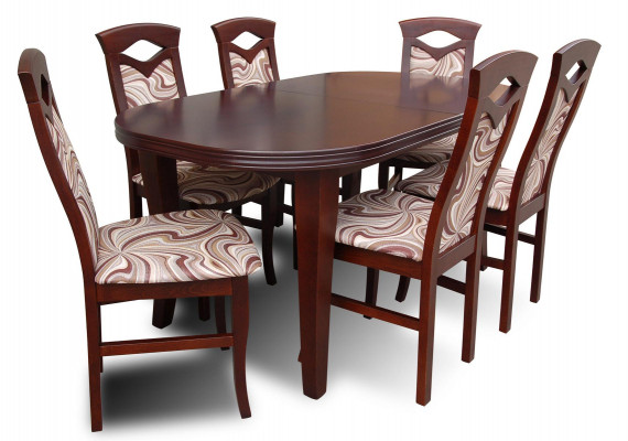 Modern 7-deel-Esszëmmer-Set Klasseschen Dësch 6x Stull Stull Gruppe