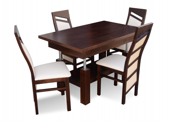 Design Iesszëmmer Saz Garnitur 5 Stéck Holz Miwwelen Kichen 4x Stull Dësch Lehnstillen