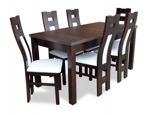 Klasseschen Iessdësch Dësch Holz Iesszëmmer Garnitur 6x Still Set Braun