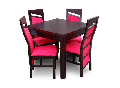 Lehnstull Design Iessdësch + 4 Still Set Garnitur Zëmmer Grupp 5-delig. Dëscher