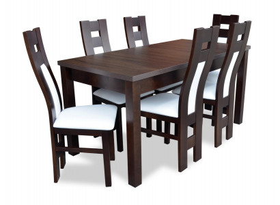 Komplettset Iessdësch 6x Still Iesszëmmer Iessgruppe Holzdëscher 7-Teile Massivholz