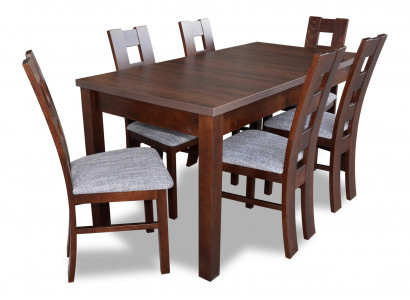 Designer Miwwel Holz Dësch Sëtz Iesszëmmer 6x Still 7tlg. Set Garnitur Echt Holz