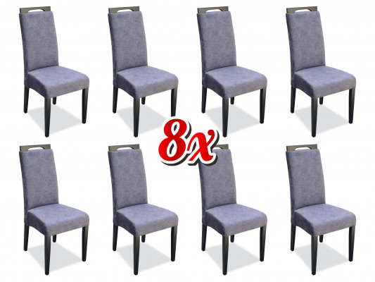 Iesszëmmer Still Stoff Set 8x Sesselen Textil Stull Designer Holz Polster Miwwelen