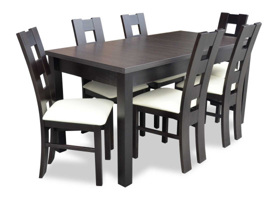 Klasseschen Iessdësch Dësch Holz Iesszëmmer Garnitur 6x Stull Set 7 Stéck.