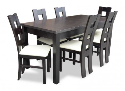 Klasseschen Iessdësch Dësch Holz Iesszëmmer Garnitur 6x Stull Set 7 Stéck.