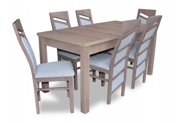 Set Iessdësch 6x Still Réck sied Stull Garnitur Dëscher Iesszëmmer Grupp 7tlg. Holz