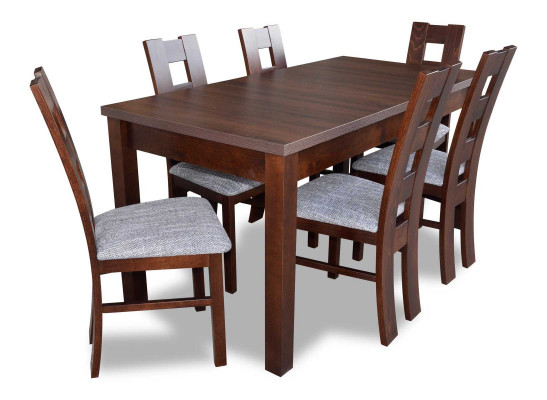 Klasseschen Iessdësch Dësch Holz Iesszëmmer Garnitur 6x Stull Set 7 Stéck.