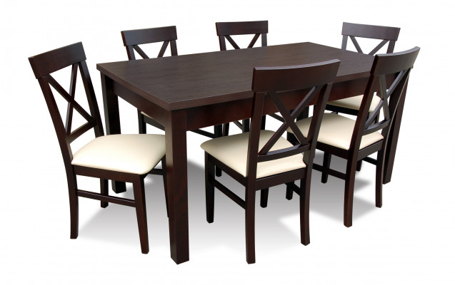 Designer Iessdësch Iesszëmmer + 6 Still Grupp Stull Dëscher Holz Dësch
