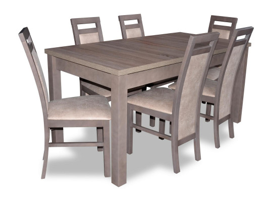 Edel Holz Iessgruppe Set 7-tlg. Wunnzëmmer Iesszëmmer 6x Sesselen Stull Sëtz