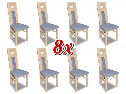 Komplett Garnitur 8x Designer Stull Set Iesszëmmer Lehn Polster Sëtz Still Stoff