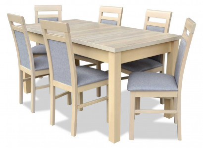 Iessdësch + 6x Still Iesszëmmer Garnitur Designer Holz Klassesch Set