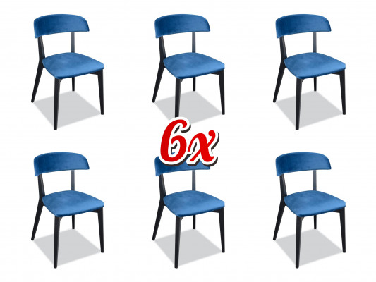 Garnitur Set Komplett Design Lehnstuul 6x Stull Polster Textil Stoff Iessgrupp