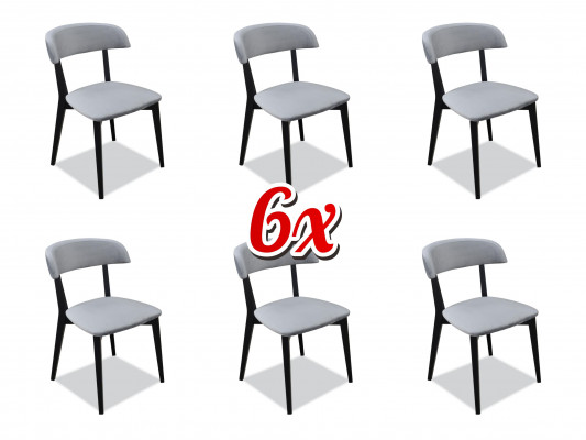 Garnitur Set Komplett Design Lehnstuul 6x Stull Polster Textil Stoff Iessgrupp