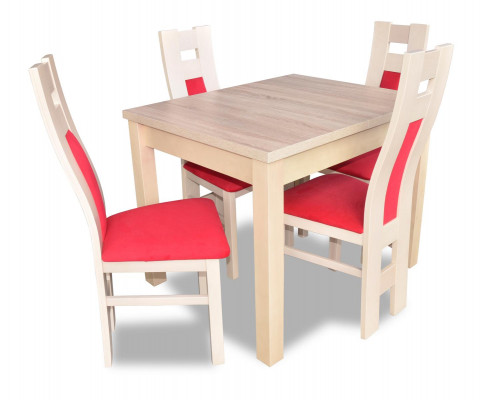 Design Iesszëmmer Set Garnitur 5-teilg Holz Miwwelen Kommode 4x Stull Dësch Gruppen Nei