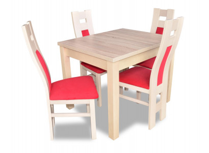 Design Iesszëmmer Set Garnitur 5-teilg Holz Miwwelen Kommode 4x Stull Dësch Gruppen Nei