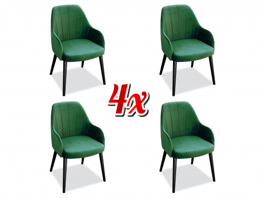 Kichen Still Elegant Iesszëmmer Stoff Nei Set 4x Sessel Stull Design Holz Textil