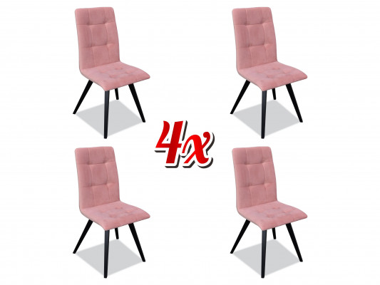 Stull Set 4x Still Textil Polster Lehn Massiv Holz Iesszëmmer Sëtz Miwwelen Holz