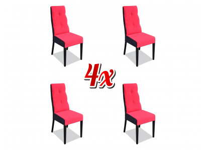 Set vu 4 x Still Sessel Design Holz Textil Gepolsterte Stillen Gastro Iesszëmmer Stoff Nei