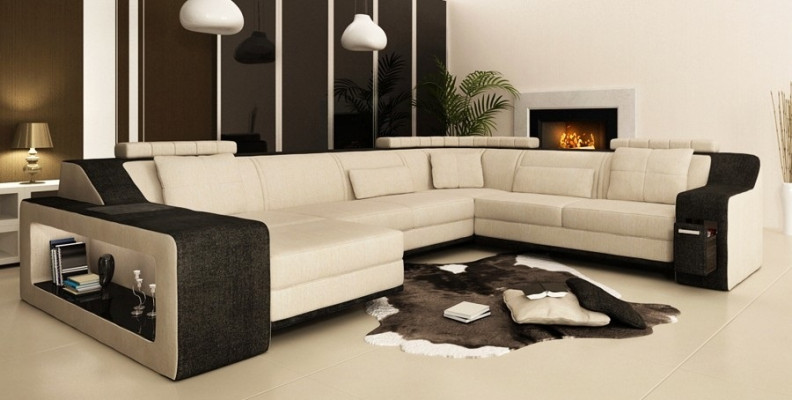 Moderne Wunnlandschaft Polster Ecksofa Sofa Canapé Eck Garnitur Textil