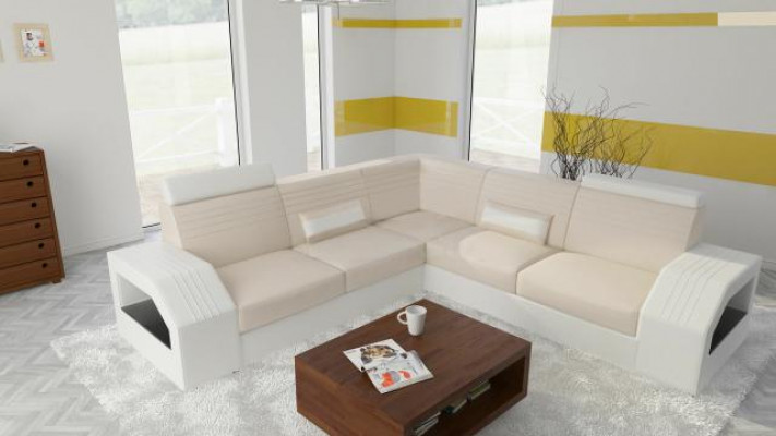 Designer Sofa Canapé Ecksofa Lieder Stëbs Textil Polster Garnitur Wunnlandschaft