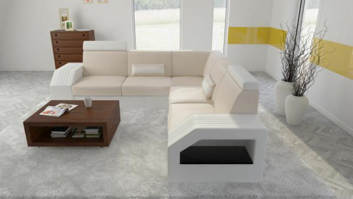 Designer Sofa Canapé Ecksofa Lieder Stëbs Textil Polster Garnitur Wunnlandschaft