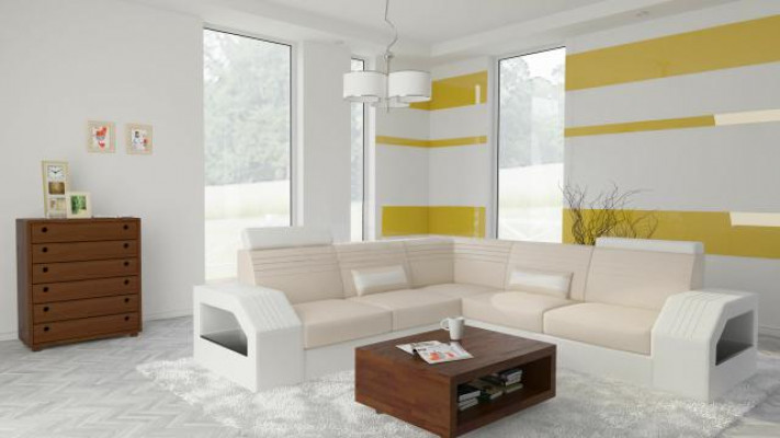 Designer Sofa Canapé Ecksofa Lieder Stëbs Textil Polster Garnitur Wunnlandschaft