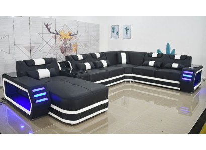 Liederdivan Sofa Modern Polster Wunnlandschaf Lieder Design Ecksofa Couch Stoff