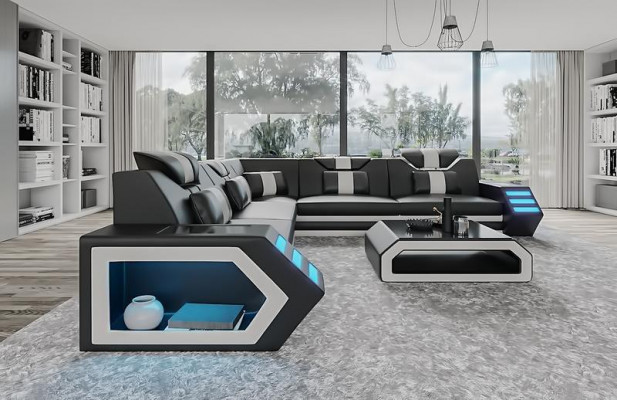 Wunnlandschaft Liederkanapee Couch Polster Eckssofà Sofa Grouss XXL Canapé Garnitur