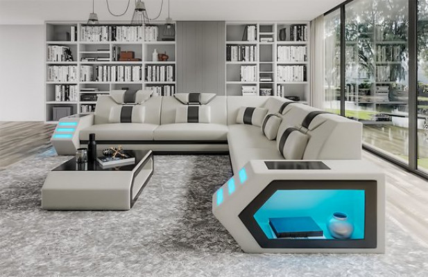 Wunnlandschaft Liederkanapee Couch Polster Eckssofà Sofa Grouss XXL Canapé Garnitur