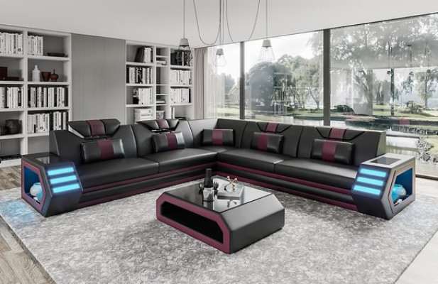 Wunnlandschaft Liederkanapee Couch Polster Eckssofà Sofa Grouss XXL Canapé Garnitur