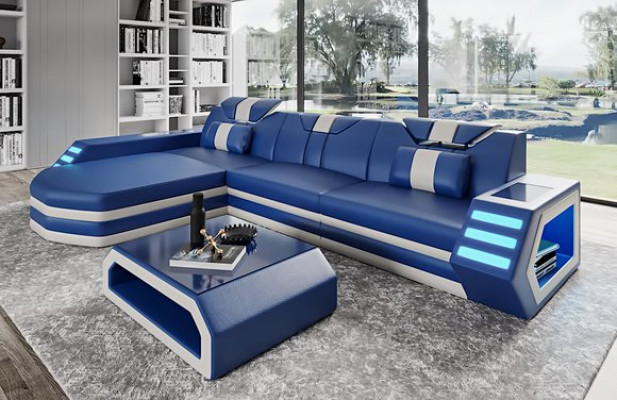 Lieder-Sofa Ecksofa Sofa Canapé Wunnlandschaft L-Form Eckmoobel Belfort 4