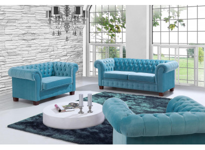 Chesterfield 2+1+1 Sofagarnitur Couch Polster Sëtz Garnitur Sofa Couchen