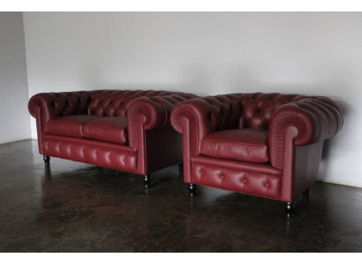 Chesterfield Canapé Polster 2+1 Sëtzer Polstermöbel Sofagarnitur Canapéë Sofaen