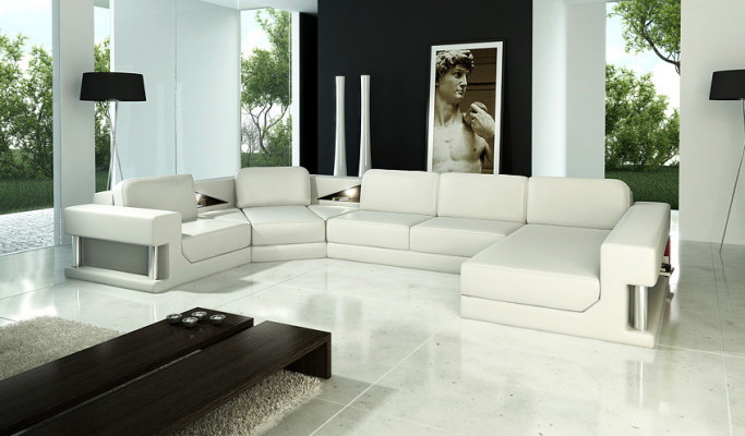 Eckcanapé Polster Canapé Sofa Wunnlandschaft Sëtz Eck Garnitur Lieder Textil PH28