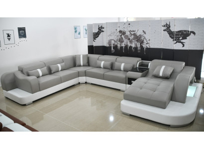 Ledercouch Sofa Modern Lieder Design Ecksofa Couch Textil Polster Wunnlandschaft
