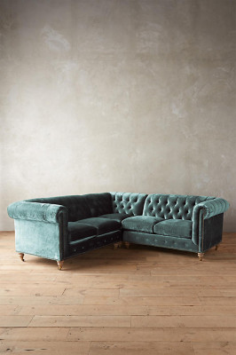 Ecksofa Chesterfield Liederdivan Sofa Couch Textil Stoff Polster Eck Neit